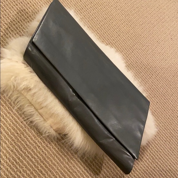 Charles Jourdan Handbags - CHARLES JOURDAN VINTAGE GRAY CLUTCH VERY UNIQUE SHAPE 100% LEATHER